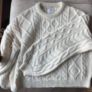 Anine Bing Cream Cable Knit Sweater